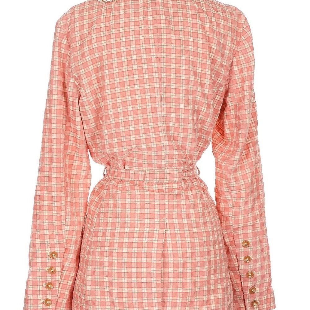 Free People Olivia Gingham Blazer Jacket Pink Size XS NWT Retail $178 - Picture 6 of 9